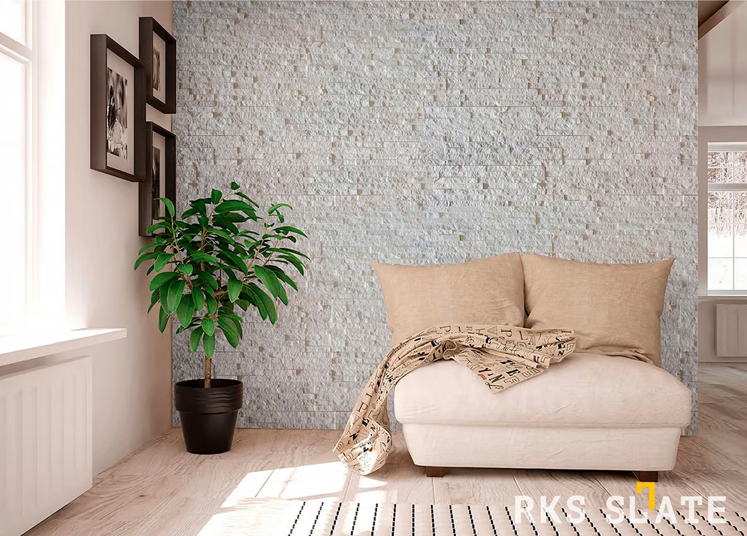 3D панели RKS SLATE Кварцит White Quartz Classic
