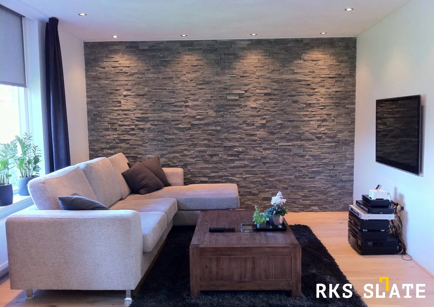 3D мозаика из камня RKS SLATE Кварцит Monsoon Black Rockface