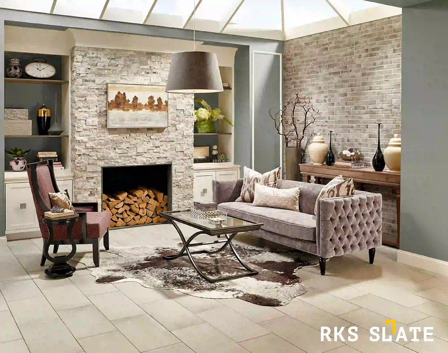 3D панели RKS SLATE Травертин Silver Travertin